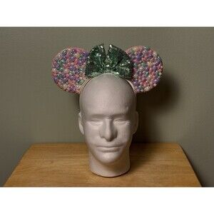 Homemade Easter Spring Pastel Pearl Theme Park Mouse Ears With Sequins